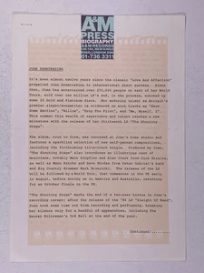 Joan Armatrading Press Release Original A&M Records Press Biography Circa 1988 - Picture 1 of 12