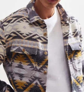 URBAN OUTFITTERS Jacquard Flannel Aztec Western Shirt Jacket Shacket-Size L - Bild 1 von 8