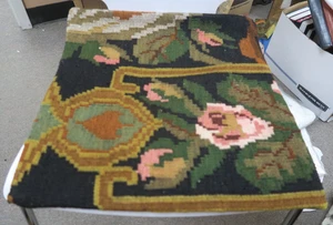 Vintage Rustic Turkish Bessarabia Kilim Pillow Cushion Hand Woven Wool 17" Sq. - Picture 1 of 4