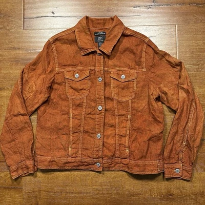 Chaqueta Jones New York Lino XL Naranja Quemado Camionero Retro Utilitario Ropa de Trabajo Foto 1 de 4