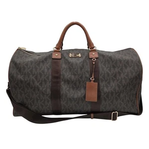 Michael Kors XL Weekender Duffle Bag MK Signature Logo Travel Brown Leather - Picture 1 of 16