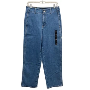 Pantalones de mezclilla Banana Republic tiro alto pierna recta lavado medio para mujer talla 28 - Imagen 1 de 11