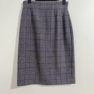 Valerie Stevens Wool Plaid Midi Skirt Size 4 Purple Preppy Academia Twee Career - Image 1 of 4