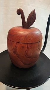 Vintage 1984 Signed Hand Turned Wooden Apple Container w/Lid, H. K. / H. Kuehl - Picture 1 of 9