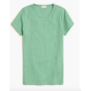 J.Crew Crewneck Cropped Ribbed Tee Shirt Crewneck Green Slim Womens XL NWT - Picture 1 of 9