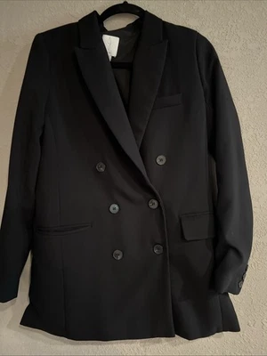 Blazer Joie Mujer Talla Pequeña Doble Pecho Negro Ropa de Oficina Foto 1 de 4