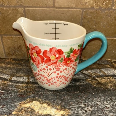NEW The Pioneer Woman Vintage Floral 5.3/4” 1-Quart 4 Cup Measuring Cup Pitcher - Image 1 of 4