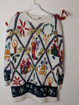 Suéter Navidad Vintage Unidades Edición Limitada Mujer’s M Ramie Algodón... Foto 1 de 4