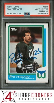 1986 TOPPS #160 RAY FERRARO RC WHALERS PSA AUTHENTIC DNA AUTO 10 - Image 1 of 3