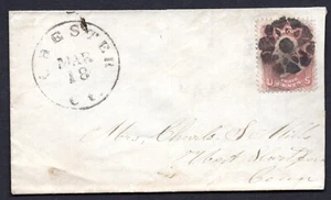 US 1861 FANCY CANCEL COVER TYING 3c. WASHINGTON CHESTER, CT. SC. #65 - Picture 1 of 2