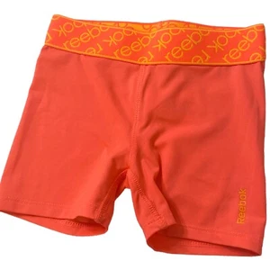 Reebok Active Bike Shorts Girls Size Medium 5-6 Orange Pull On Stretchy ECU - Picture 1 of 7