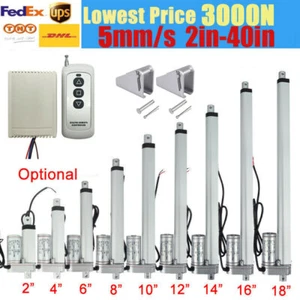 3000N Electric Linear Actuator Cylinder Lift Stroke 2"~40" inch DC 12V 5mm/s - Picture 1 of 32