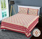 New indian Bed Sheet Jaipuri Flower Print King Size With 2 Pillow Cover