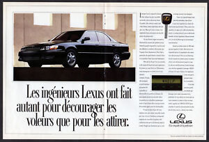 1993 LEXUS ES 300 Vintage Original Print AD centerfold black car photo security