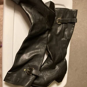 Naturalizer Women's N5 Comfort Black Knee High Boot Sz 10W Zip Closure Adj Strap - Picture 1 of 12