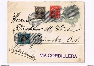 R) 1912 CHILE, SANTIAGO VIA CORDILLERA TO GERMANY, SEALS WITH MUTE POST MARK COL - Picture 1 of 1