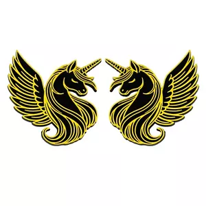 Unicorn Emblem Yellow 3D Badge Decal Set of 2 Auto Accessories for Car Truck SUV - Picture 1 of 6