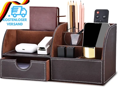 KINGFOM Büro Schreibtisch Organizer Ordnungssystem Tisch Organizer PU Leder Stif - Bild 1 von 4