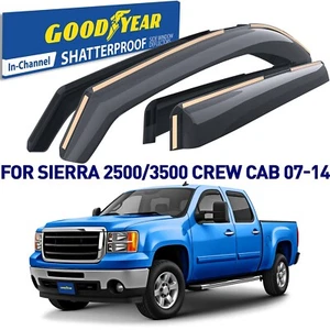 Rain Guards Vent Visors Shade for 2007-2014 GMC Sierra Crew Cab - Picture 1 of 7