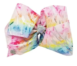 JoJo Siwa Large Cheer Hair Bow Rainbow Paint Metallic 8" One Size NEW - Picture 1 of 4
