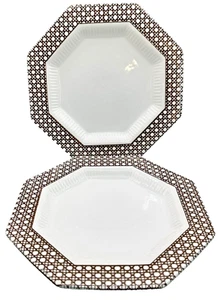 Vtg Independence Ironstone & Nikko  Salad Dessert Plates Cane Brown Octagonal 8" - Picture 1 of 9