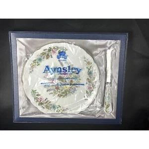 Aynsley Fine English Bone China Floral Plate & Knife Set Cheese Plate entertaini - Picture 1 of 7