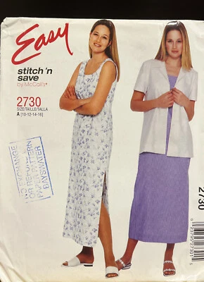 McCall’s Easy Stitch ‘n save 2730 Size 10-16 sewing pattern - Image 1 of 2