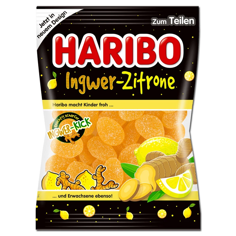 (8,06€/1kg) Haribo Ingwer-Zitrone, Fruchtgummi, 160g Beutel - Bild 1 von 1