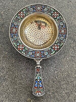 Early 20th Century Beautiful Sterling Silver And Enamel Cloisonne Tea Strainer • 91.42$