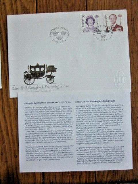 CHRISTMAS ROYALTY KING GUSTAV & QUEEN SILVIA SET #2466-7 2003  FDC +INFO CARD - Image 1 of 1