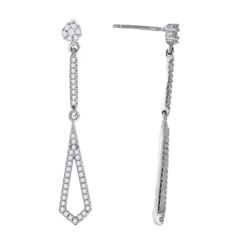 925 СТЕРЛИНГОВОГО СЕРЕБРА ЖЕНЩИН CZ ВИСЯЧИЕ СЕРЬГИ # 66682 - Изображение 1 из 1