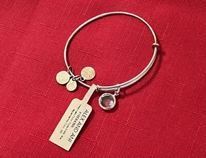Alex Ani Silver Aquamarine Swarovski March Crystal Charm Bangle Bracelet ✨️ - Picture 1 of 3