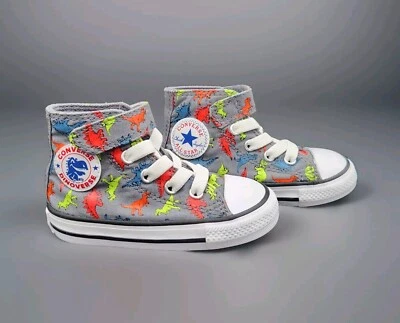 匡威 Converse Chuck Taylor 全明星灰色 Dinoverse 高帮运动鞋 婴儿 尺码 5 — 第 1/4 张图片