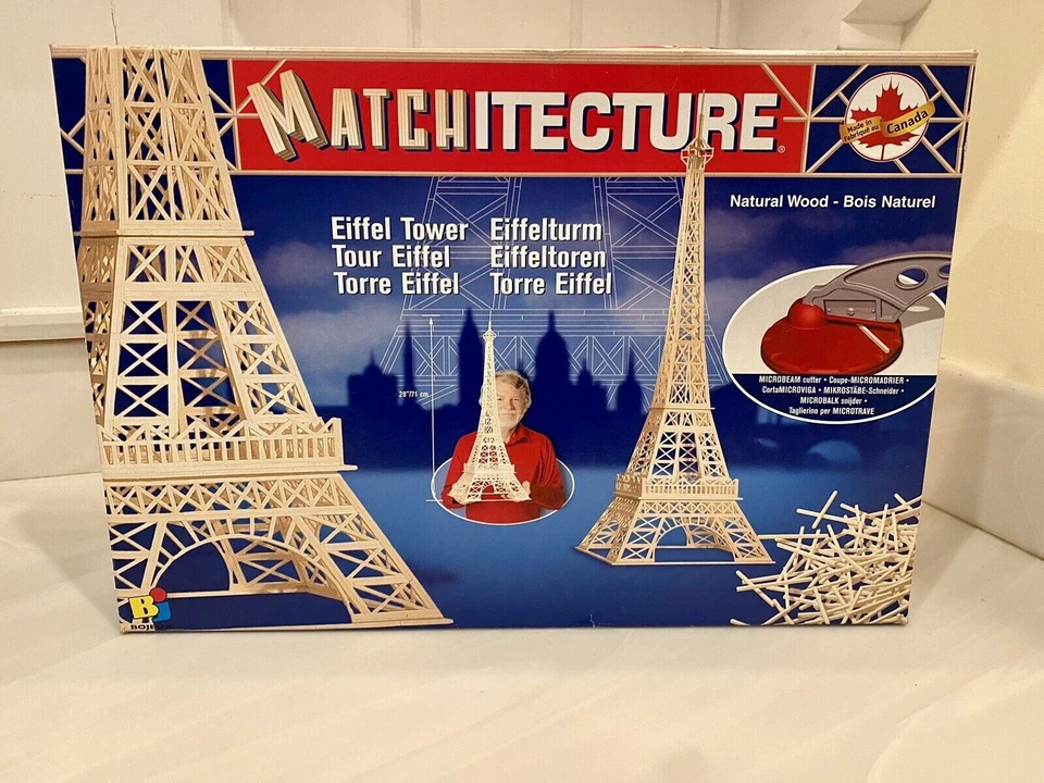 Vintage Matchitecture Eiffel Tower Paris Wood Building Kit Factory Sealed #6611 - Image 1 of 4