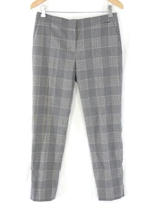 Jigsaw Check Trousers Smart Portofino Grey Wool Blend Plaid Tapered size UK 10 - Picture 1 of 9