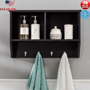 Black Entryway Wall Shelf Hooks Durable Organizer Versatile Placement Save Space - Picture 1 of 4