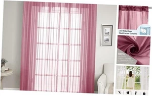 Dry Rose Sheer Curtains 102 inches Long 1 Panels Set Bedroom Sheer Curtains - Picture 1 of 7