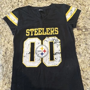 Pittsburgh Steelers NFL kurzärmliges V-Ausschnitt Shirt Damen Large 4241 - Bild 1 von 4