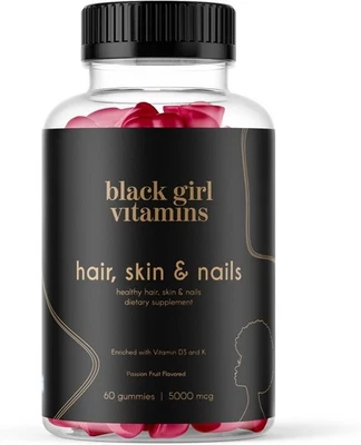 Black Girl Vitamins - Hair Skin and Nails Gummies with Biotin 6000 mcg Zinc 60CT - Image 1 of 4