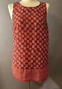 Michael Kors Red Floral Print Sleevelss Top - Size M - Picture 1 of 4