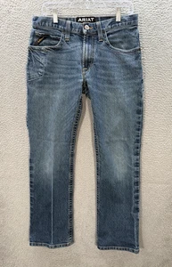 Ariat Jeans Mens 31x32 Blue Rebar M4 Low Rise Boot Thick Stitch Western Workwear - Picture 1 of 11