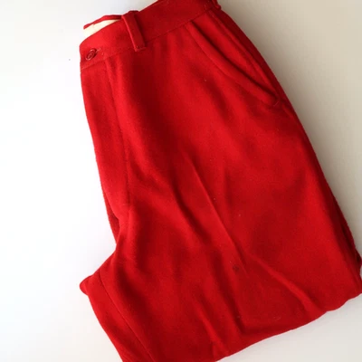Vintage 100% Wool Men's Hunting Outdoor Pants Red, w Pockets '70 USA Sz 34 x 38" - Image 1 of 4