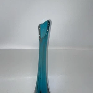 Vaso vintage MCM vetro vichingo primi bluenique 3 lamina oscillante 9-3/4 pollici splendido - Foto 1 di 9