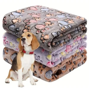 Acogedoras mantas mullidas con estampado de pata de lana para gato perro (3) ropa de cama para mascotas multicolor XL - Imagen 1 de 5