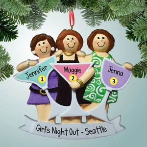 Girls Night Out with Big Drinks - Three - Personalized Christmas Ornament - Picture 1 of 1