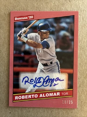 ROBERTO ALOMAR 2020 DONRUSS 1986 SIGNATURES AUTOGRAPH AUTO #10/25- BLUE JAYS - Image 1 of 2