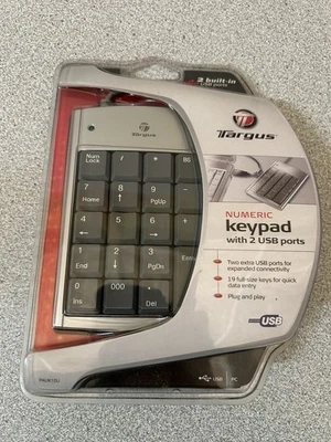 Targus Numeric Keypad with 2 USB ports for PC Silver Gray New in Package - Image 1 of 4