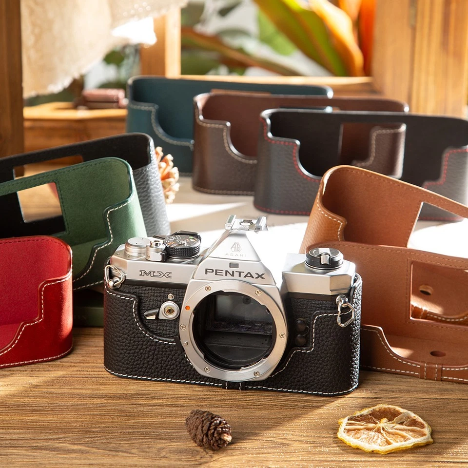 Handmade Genuine Real Leather Half Camera Case Bag Cover For Pentax MX - Image 1 of 1