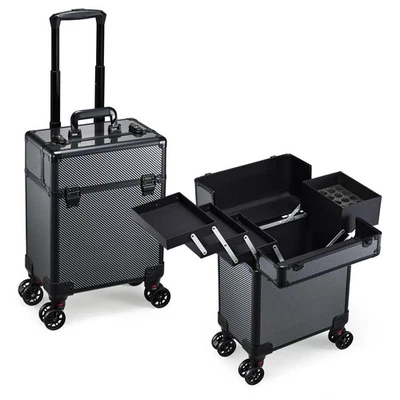 Rolling Makeup Case, Cosmetology Case on Wheels Makeup Train Case Professiona... - Image 1 of 4