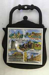 Trivet Montreal Canada piastrelle ceramica ghisa teiera bollitore piatto caldo vintage - Foto 1 di 3